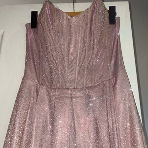 Fashion Nova Strapless Pink Glitter Dress